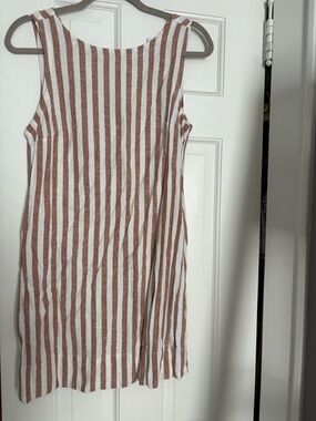 Old Navy Brown and White Striped Sleeveless Dress